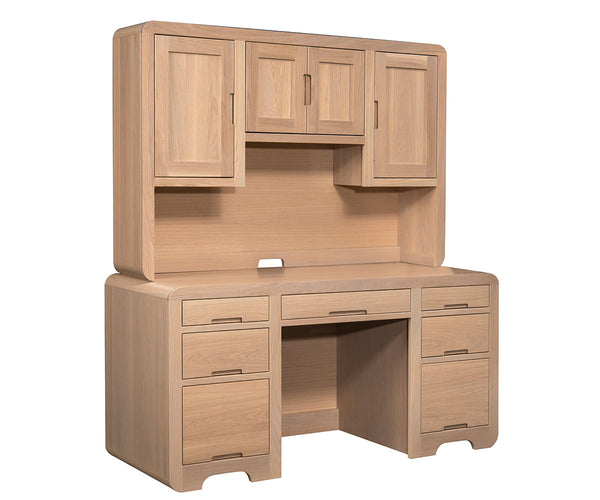 Europa  - Amish Handcrafted Double Pedestal Desk with Optional Hutch Topper