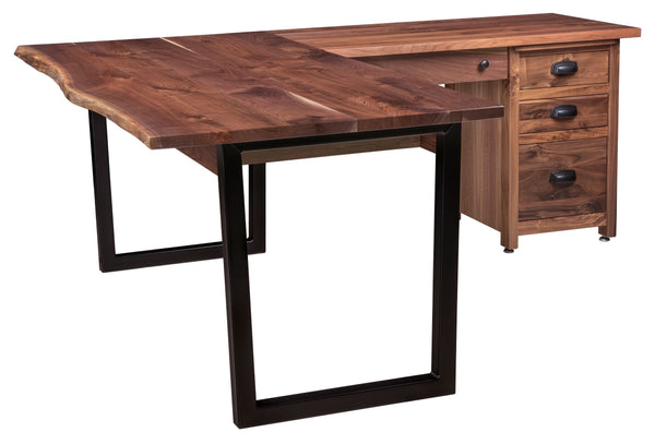 Adona - Rustic Walnut Live-Edge Corner Desk