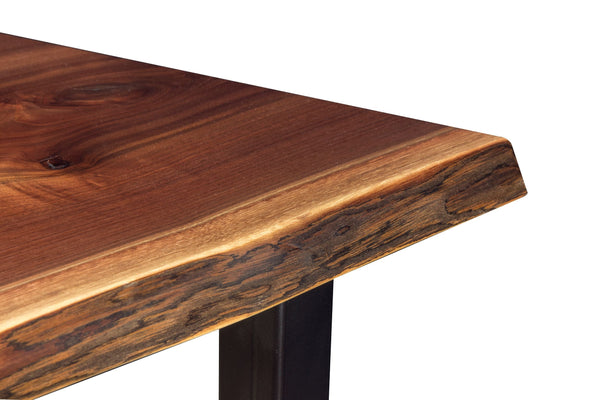 Adona - Rustic Walnut Live-Edge Writing Desk w/ Metal Base