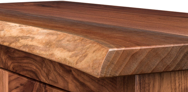 Adona - Rustic Walnut Live-Edge Office Credenza w/ Optional Bookcase Topper