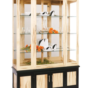 Amish Hardwood Deluxe Side Light Curio Display Cabinet