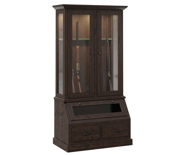 Amish Hardwood Gun Cabinet - Available In 3 Sizes