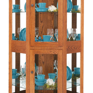 Amish Hardwood Large Corner Curio Display Cabinet