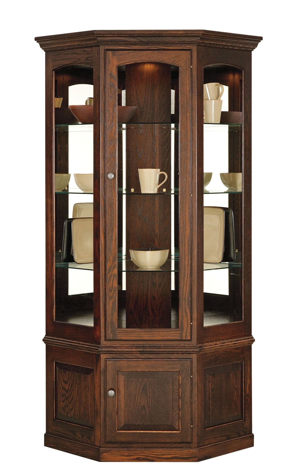 Amish Hardwood Large Deluxe Corner Curio Display Cabinet