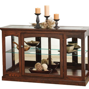 Amish Solid Wood Console Curio Display Cabinet
