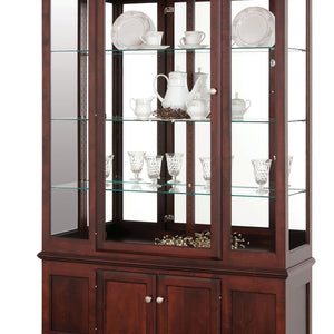 Amish Solid Wood Deluxe Side Light Curio Display Cabinet