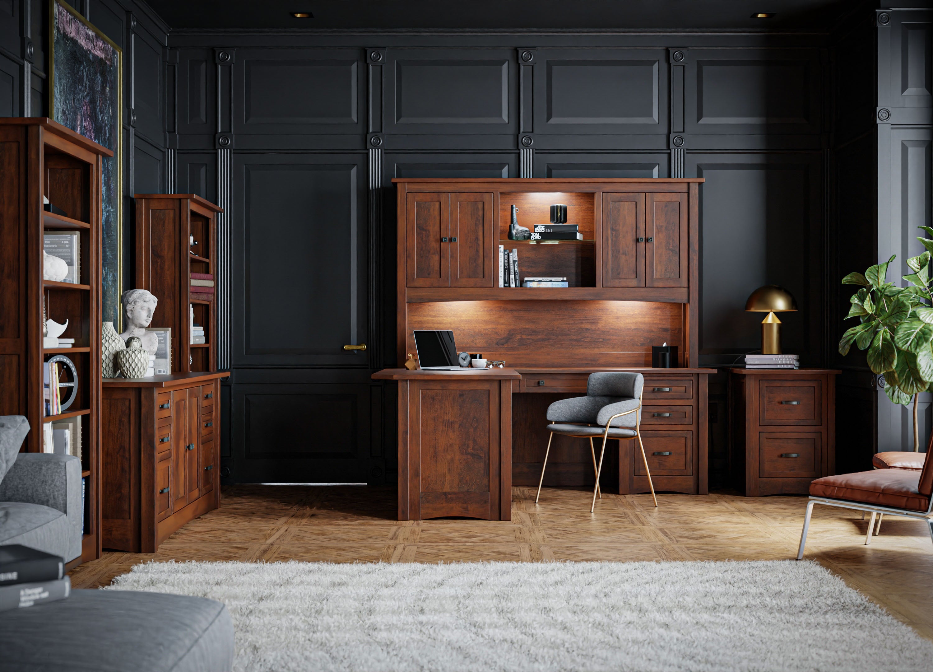 Aspen - Amish Hardwood Corner L-Desk w/ Optional Hutch Topper