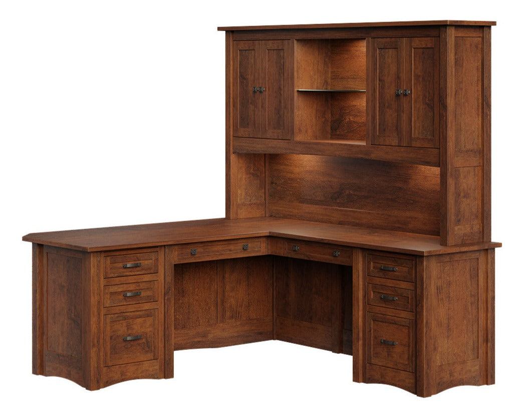 Aspen - Amish Hardwood Corner L-Desk w/ Optional Hutch Topper
