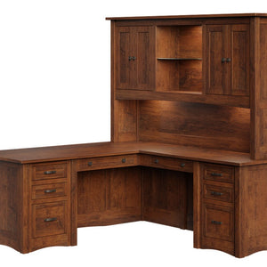 Aspen - Amish Hardwood Corner L-Desk w/ Optional Hutch Topper