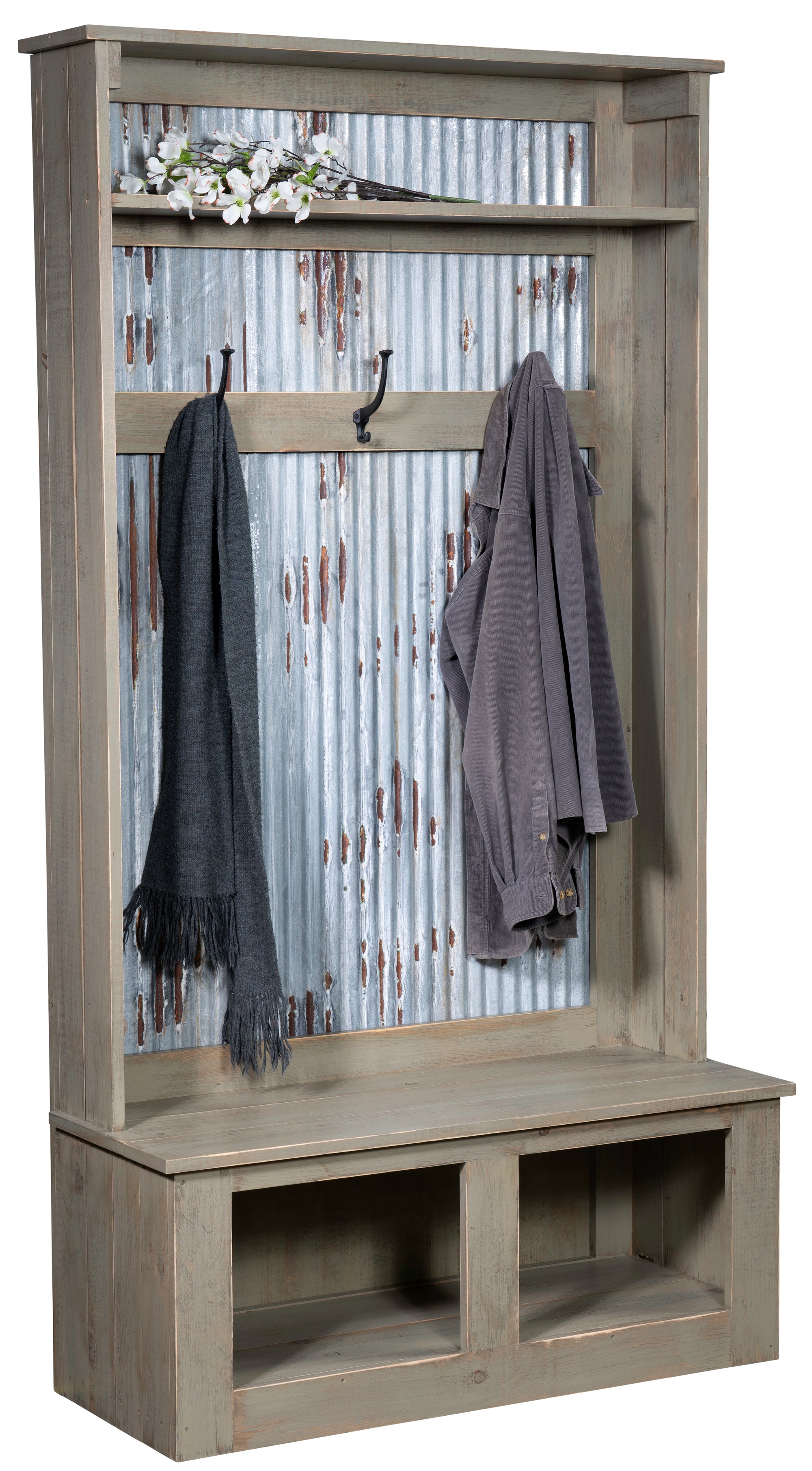 Aspen Rustic Hall Tree Bench