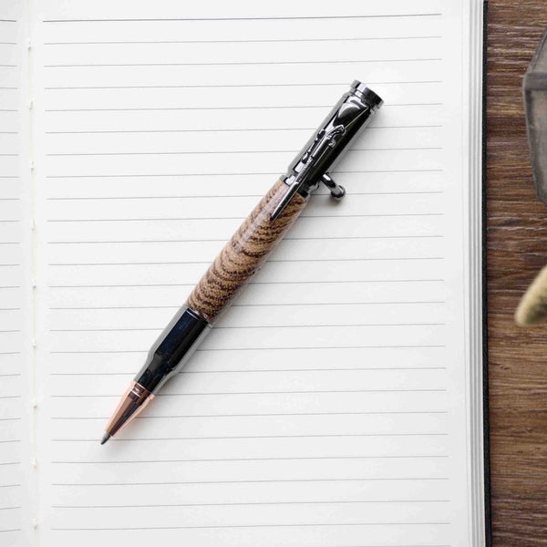 Bolt Action - Solid Maple Burl Wood Ballpoint Pen