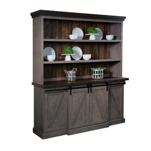 Avalon- Amish Handcrafted Barn Door Open Top Dining Hutch
