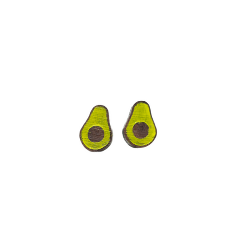 Avocado Stud Earrings - Walnut Wood