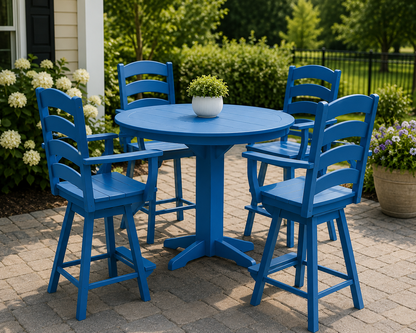 Poly Outdoor Ladderback Stationary Bar Chair