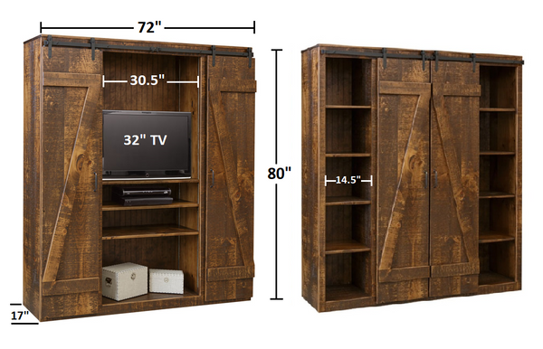 Timberland Amish Barn Door Bookcase TV Cabinet The Wood