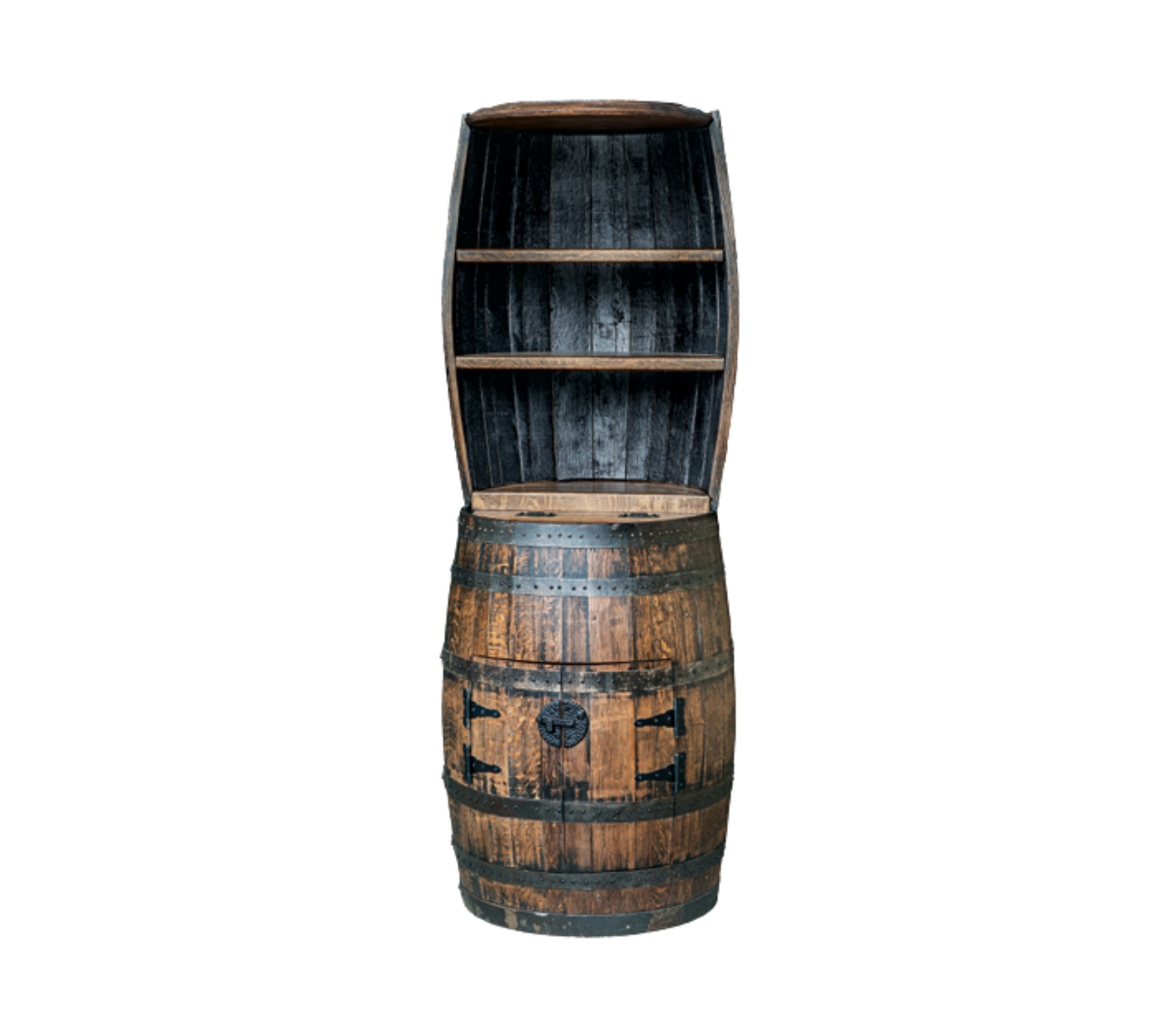 The Tap Room - Amish Handcrafted Double Whiskey Barrel Hutch