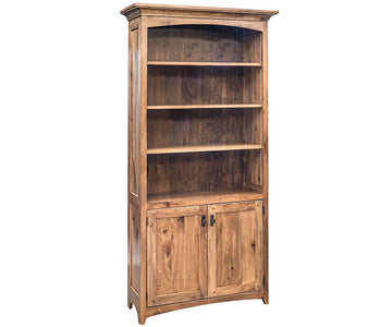 Belmont - Amish Hardwood Book Case With Wooden Doors