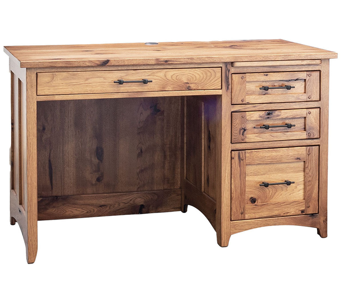 Belmont - Amish Hardwood Rustic Hickory Single Pedestal Desk