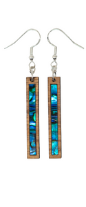 Rectangle Earrings Zebrawood - Blue
