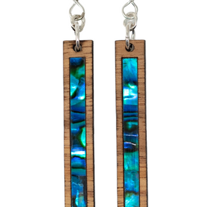 Rectangle Earrings Zebrawood - Blue