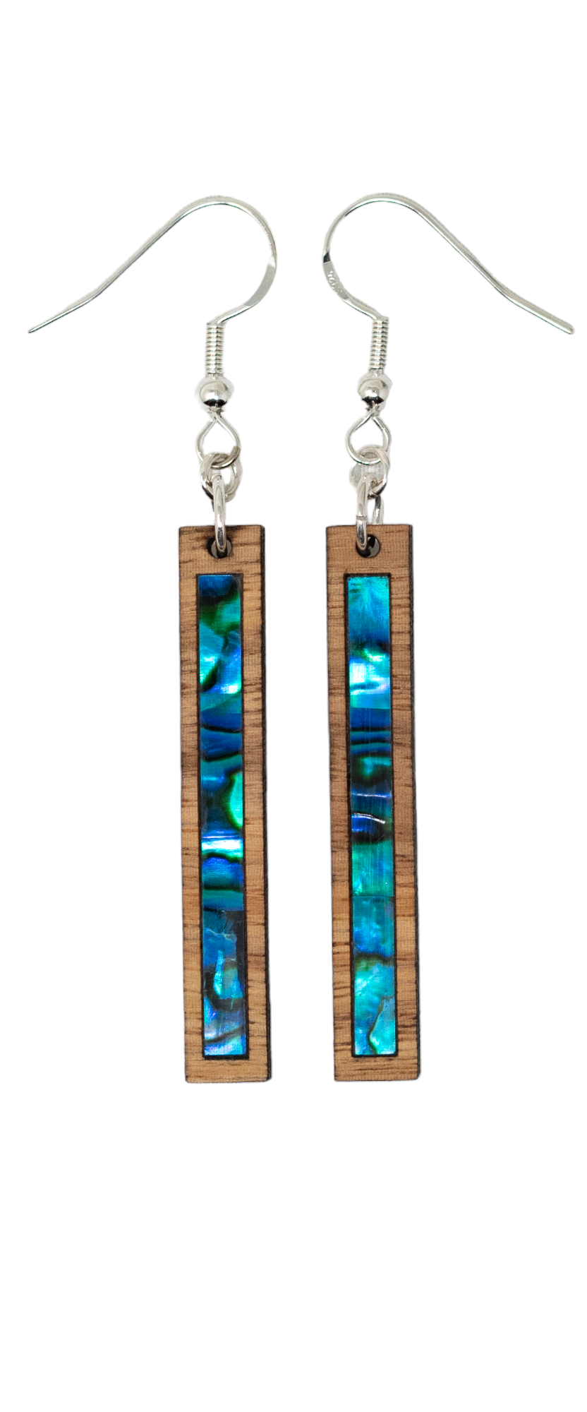 Rectangle Earrings Zebrawood - Blue
