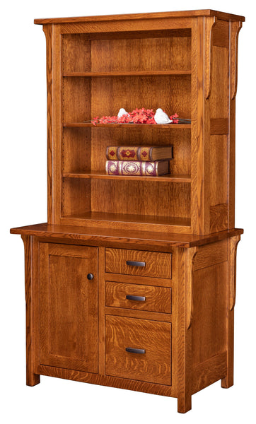 Boston - Amish Solid Wood Credenza With Bookcase Topper