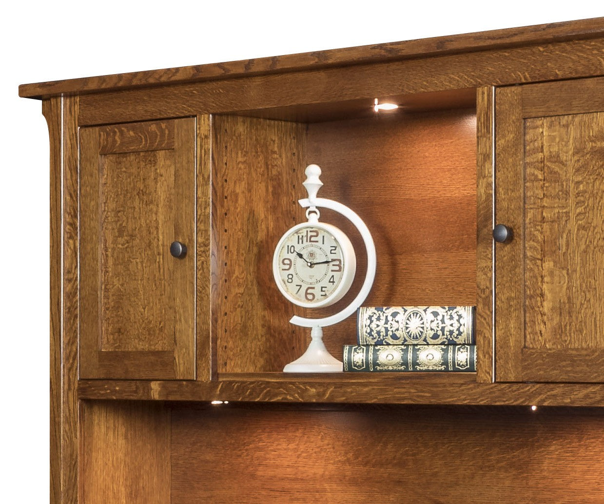 Boston Amish Hardwood Desk Hutch Topper With Puck Lights