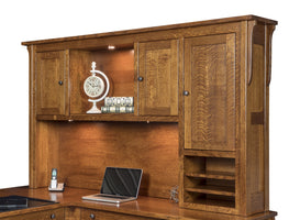 Boston Amish Hardwood Desk Hutch Topper With Puck Lights