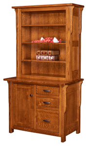 Boston - Amish Solid Wood Credenza With Bookcase Topper