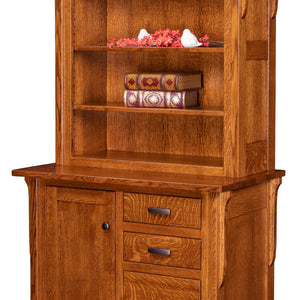 Boston - Amish Solid Wood Credenza With Bookcase Topper