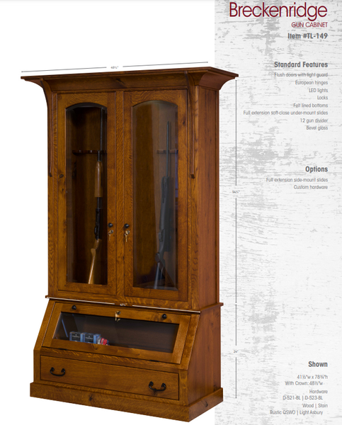 Breckenridge - Amish Handcrafted Gun Cabinet - 12 Gun Capacity
