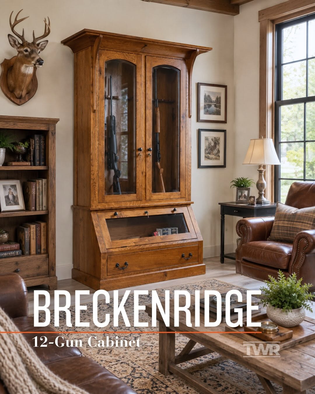Breckenridge - Amish Handcrafted Gun Cabinet - 12 Gun Capacity