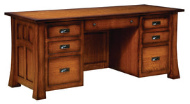 Bridgefort Mission - Amish Hardwood File Desk with Optional Hutch Top