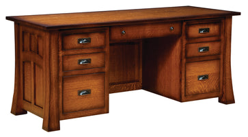 Bridgefort Mission - Amish Hardwood File Desk with Optional Hutch Top