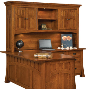 Bridgefort Mission - Amish Hardwood Corner L-Desk w/ Optional Hutch Topper