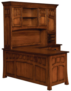 Bridgefort Mission - Amish Hardwood Corner L-Desk w/ Optional Hutch Toppers