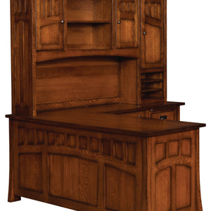 Bridgefort Mission - Amish Hardwood Corner L-Desk w/ Optional Hutch Toppers
