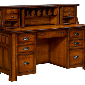 Bridgefort Mission - Amish Hardwood File Desk with Optional Hutch Top