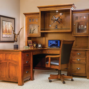 Bridgefort Mission - Amish Hardwood Corner L-Desk w/ Optional Hutch Toppers