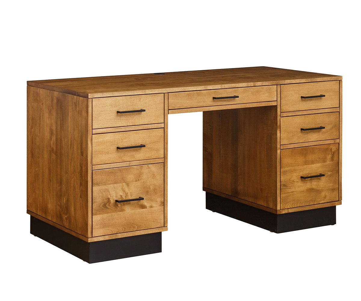 Brooklyn- Amish Hardwood Kneehole Desk With Optional Hutch