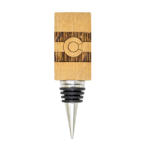 Colorado Flag Bottle/Wine Stopper - Reclaimed Wine Barrel Wood