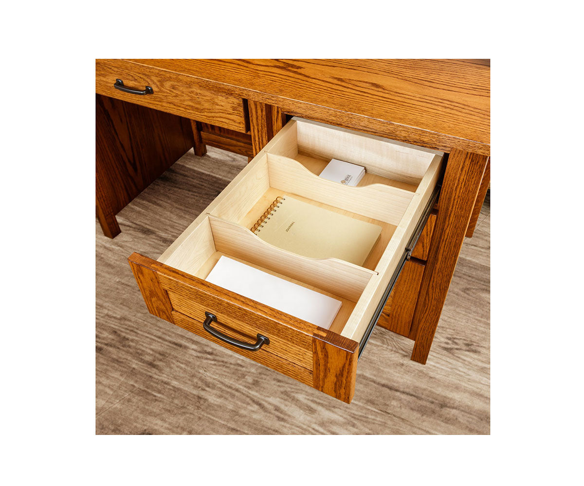 Shelton - Amish Hardwood Double Pedestal Desk With Optional Hutch-Cubbie