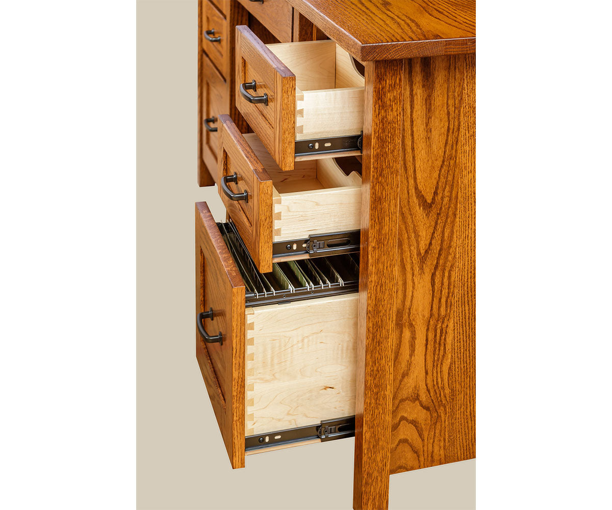 Shelton - Amish Hardwood Double Pedestal Desk With Optional Hutch-Cubbie