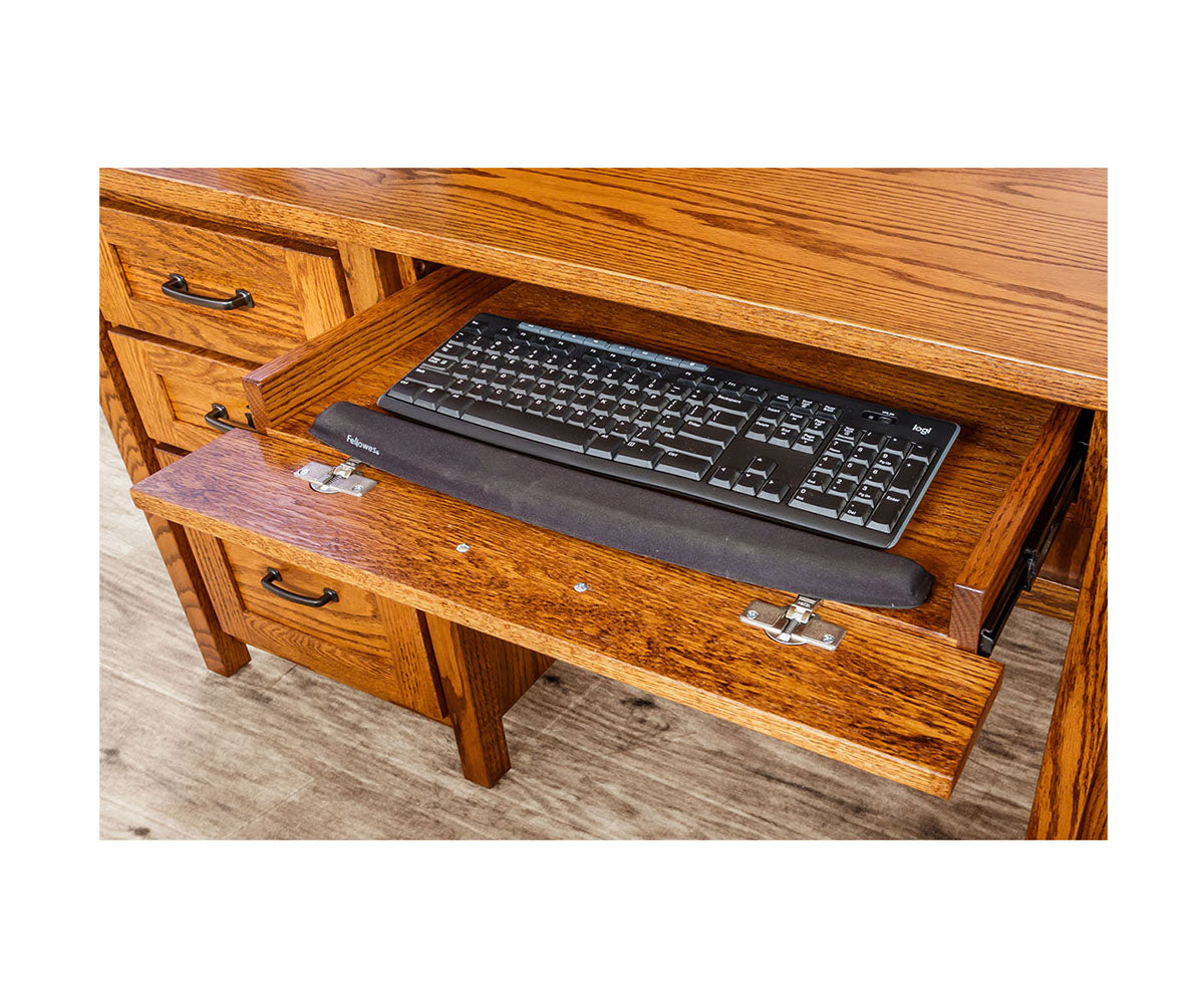 Shelton - Amish Hardwood Double Pedestal Desk With Optional Hutch-Cubbie