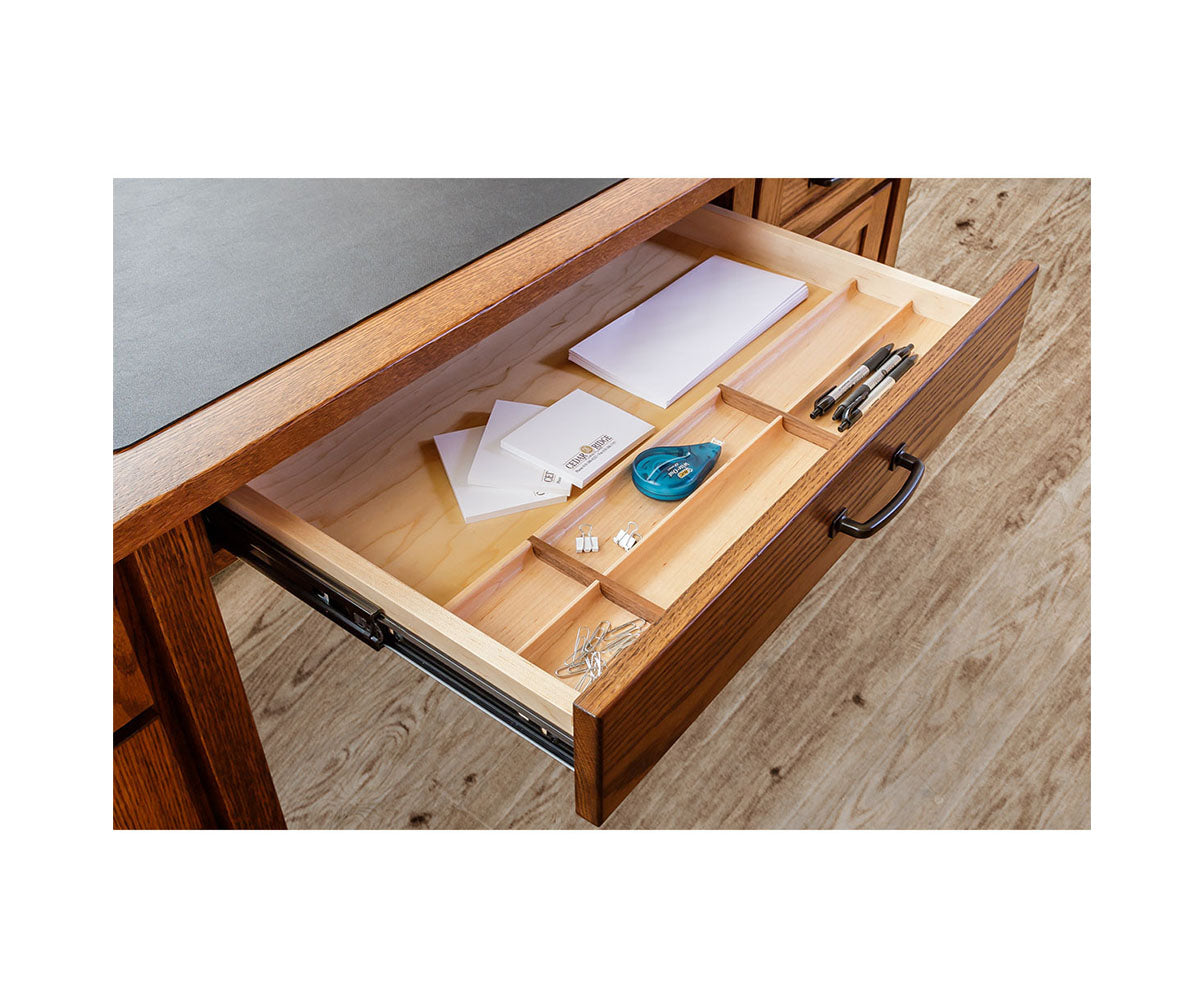 Shelton - Amish Hardwood Double Pedestal Desk With Optional Hutch-Cubbie