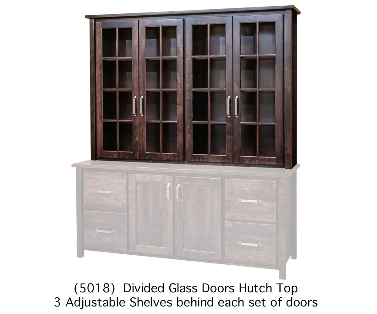 Eshton- Amish Hardwood Storage Credenza Cabinet With Optional Hutch