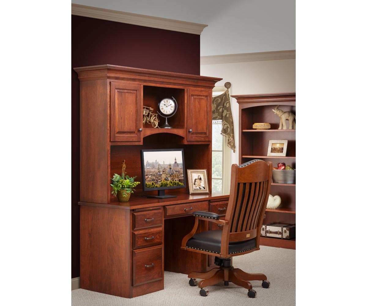 Hampton - Amish Hardwood Open Bookcase With Crown Moulding