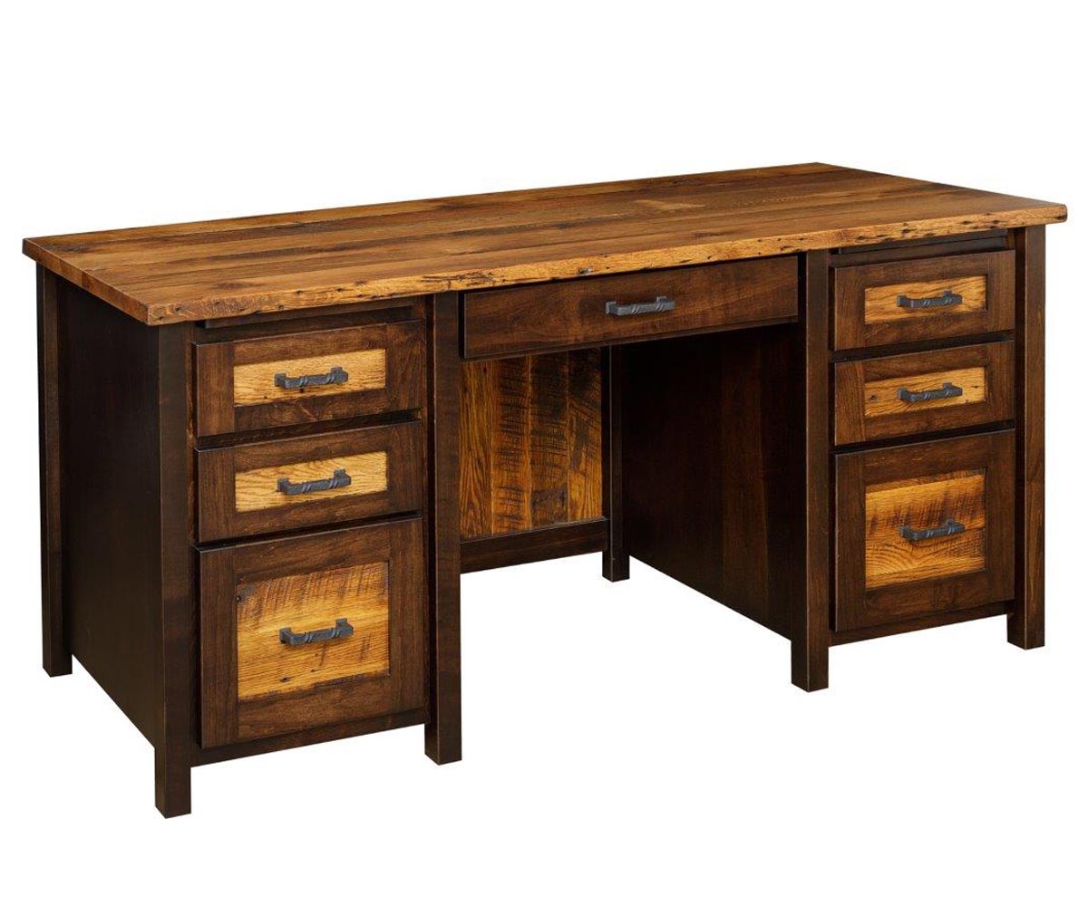 Loft - Amish Hardwood Double Pedestal Desk With Optional Hutch