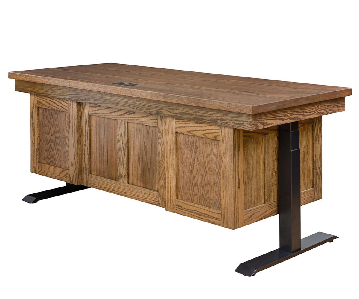 Westin - Amish Hardwood Double Pedestal Lift Desk With Drawers