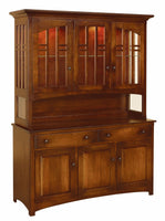 Cascade- Amish Solid Wood 3 Door Dining Hutch